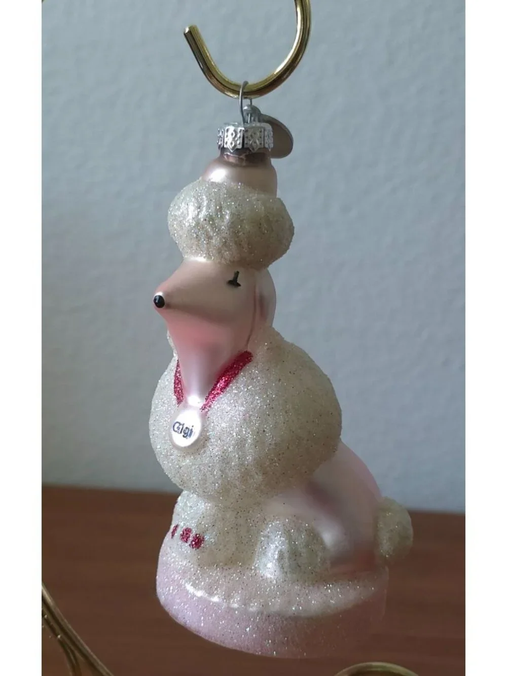 2010 Mary Kay GIGI Pink Poodle Christmas Glass Ornament